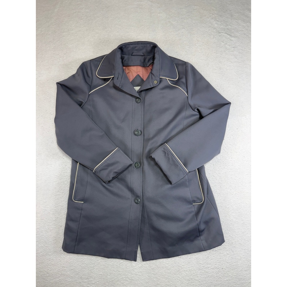 Vintage Collections Gray Trench Coat Zip Out Liner Piping 43-9622 Womens Medium